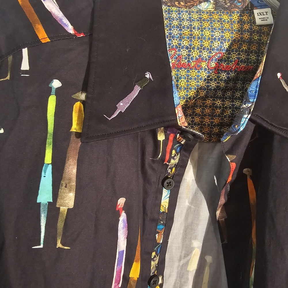 Robert Graham Black Multicolor Patterned Shirt - Picture 7 of 14